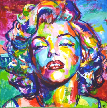 Painting titled "Marilyn Monroe 15" by Iryna Kastsova, Original Artwork, Acrylic Mounted on Wood Stretcher frame