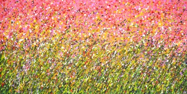 Картина под названием "Flower field. Summe…" - Iryna Kastsova, Подлинное произведение искусства, Акрил Установлен на Деревян…