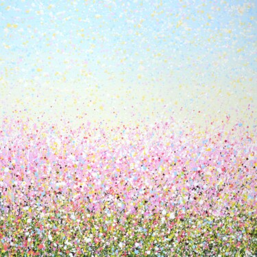 Painting titled "Pale pink field." by Iryna Kastsova, Original Artwork, Acrylic Mounted on Wood Stretcher frame
