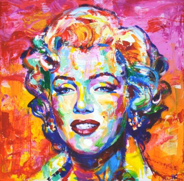 「Marilyn Monroe 17」というタイトルの絵画 Iryna Kastsovaによって, オリジナルのアートワーク, アクリル ウッドストレッチャーフレームにマウント