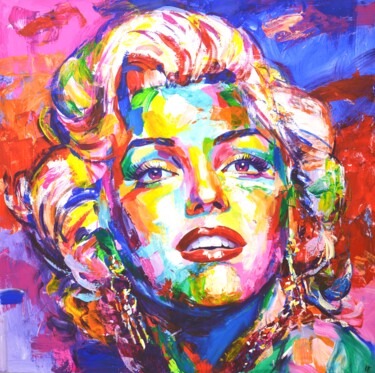 Painting titled "Marilyn Monroe 19" by Iryna Kastsova, Original Artwork, Acrylic Mounted on Wood Stretcher frame