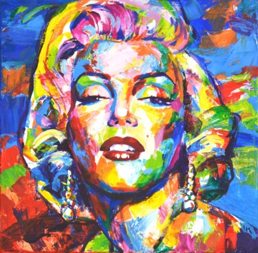 Painting titled "Marilyn Monroe 21" by Iryna Kastsova, Original Artwork, Acrylic Mounted on Wood Stretcher frame