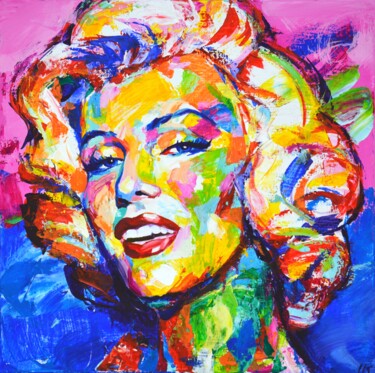 Painting titled "Marilyn Monroe 25" by Iryna Kastsova, Original Artwork, Acrylic Mounted on Wood Stretcher frame