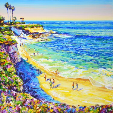 Pintura titulada "Ocean. Beach. Calif…" por Iryna Kastsova, Obra de arte original, Acrílico Montado en Bastidor de camilla d…