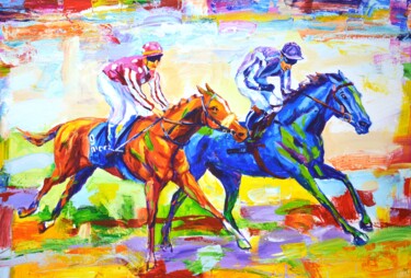 Peinture intitulée "Faster, horses!" par Iryna Kastsova, Œuvre d'art originale, Acrylique Monté sur Châssis en bois