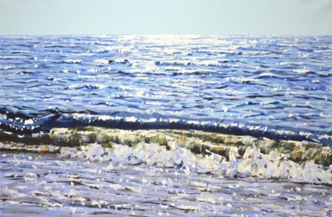 Painting titled "Sea wave." by Iryna Kastsova, Original Artwork, Acrylic Mounted on Wood Stretcher frame