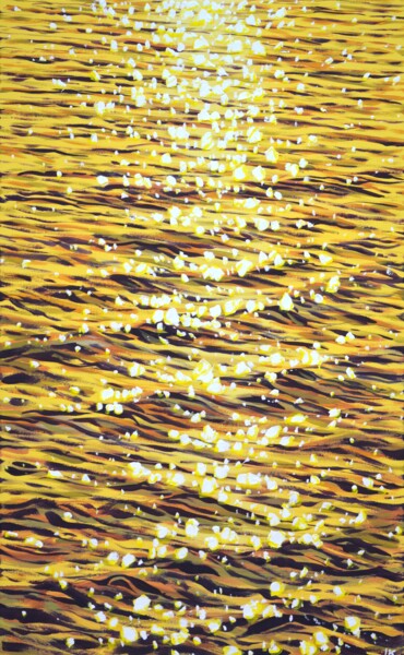 Painting titled "Gold glare on the w…" by Iryna Kastsova, Original Artwork, Acrylic Mounted on Wood Stretcher frame