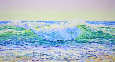 「Ocean waves 3.」というタイトルの絵画 Iryna Kastsovaによって, オリジナルのアートワーク, アクリル ウッドストレッチャーフレームにマウント
