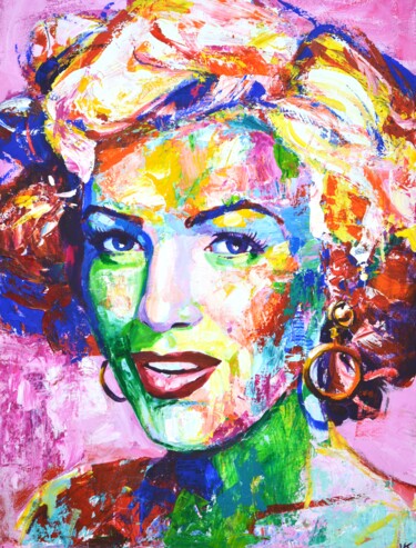 Painting titled "Marilyn Monroe 27" by Iryna Kastsova, Original Artwork, Acrylic Mounted on Wood Stretcher frame