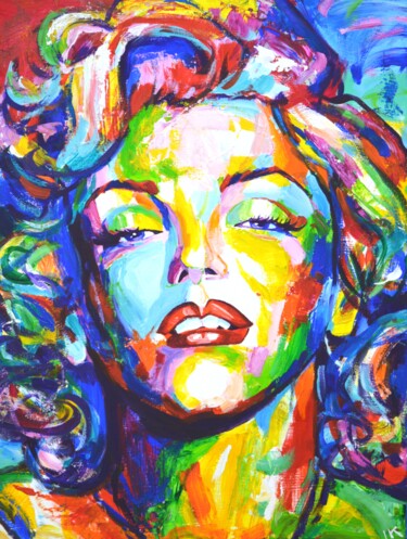 Painting titled "Marilyn Monroe 28" by Iryna Kastsova, Original Artwork, Acrylic Mounted on Wood Stretcher frame
