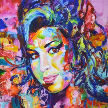 Pintura titulada "Amy Winehouse" por Iryna Kastsova, Obra de arte original, Acrílico Montado en Bastidor de camilla de madera
