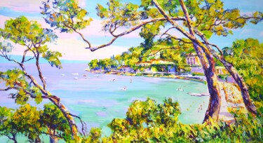 Painting titled "French Riviera." by Iryna Kastsova, Original Artwork, Acrylic Mounted on Wood Stretcher frame