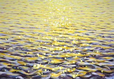 Painting titled "Glare on the water…" by Iryna Kastsova, Original Artwork, Acrylic Mounted on Wood Stretcher frame