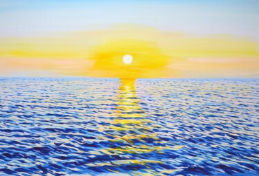 Painting titled "Seascape. Sunny roa…" by Iryna Kastsova, Original Artwork, Acrylic Mounted on Wood Stretcher frame