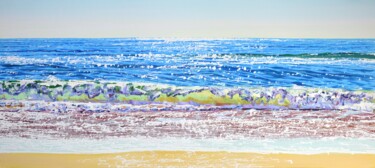 Painting titled "Sea. Glare. Beach." by Iryna Kastsova, Original Artwork, Acrylic Mounted on Wood Stretcher frame