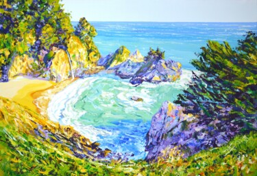 Malarstwo zatytułowany „California. Beach.O…” autorstwa Iryna Kastsova, Oryginalna praca, Akryl Zamontowany na Drewniana ram…