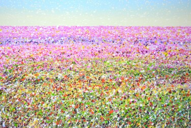Painting titled "Flower field. Summe…" by Iryna Kastsova, Original Artwork, Acrylic Mounted on Wood Stretcher frame