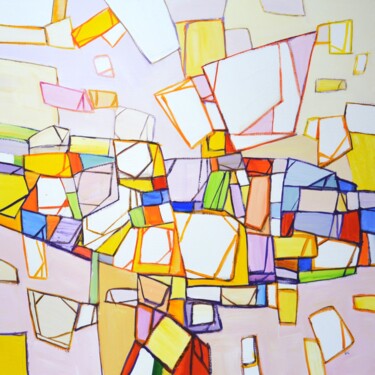 Ζωγραφική με τίτλο "Color maze 6" από Iryna Kastsova, Αυθεντικά έργα τέχνης, Ακρυλικό Τοποθετήθηκε στο Ξύλινο φορείο σκελετό