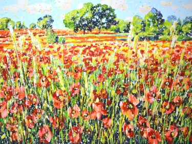 Pintura titulada "Poppy field 9" por Iryna Kastsova, Obra de arte original, Acrílico Montado en Bastidor de camilla de madera