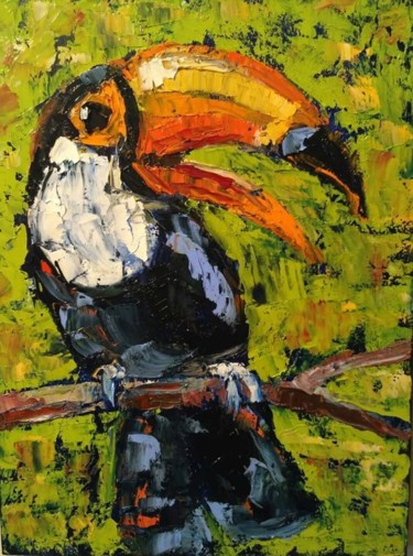 Painting titled "The Bird of Happine…" by Irena, Original Artwork, Oil