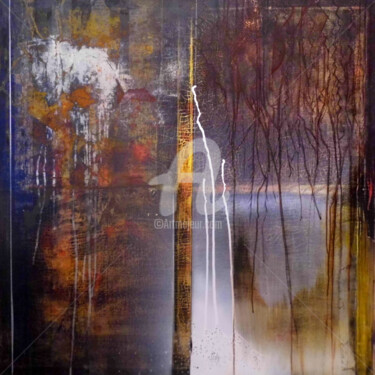 Peinture intitulée "Le lac d'automne" par Isabelle Dantrègue, Œuvre d'art originale, Gouache