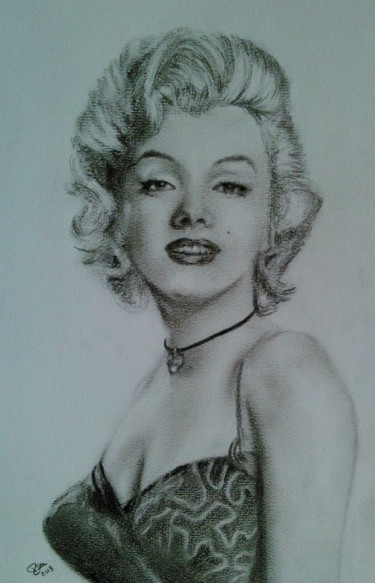 Drawing titled "Marilyn Monroe" by Isabelle Deligne, Original Artwork, Graphite