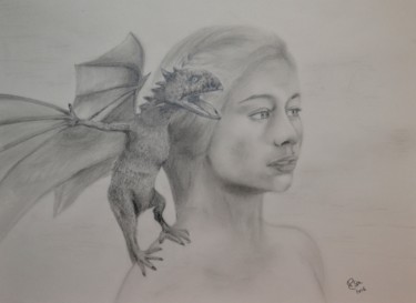 Drawing titled "Emilia Clarke" by Isabelle Deligne, Original Artwork, Pencil