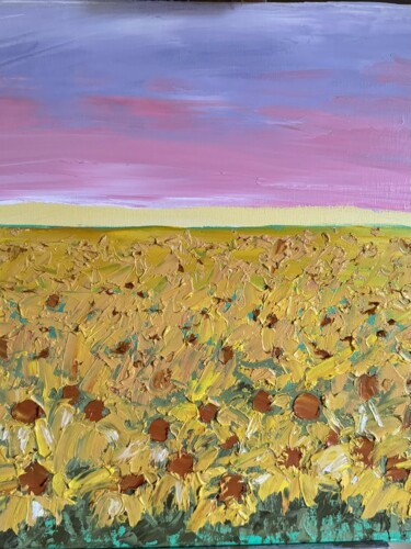 Painting titled "Sunflowers and the…" by Isa Elixir, Original Artwork, Oil