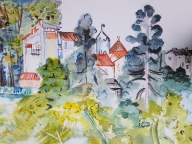 Peinture intitulée "le petit village de…" par Isa Ferrari, Œuvre d'art originale
