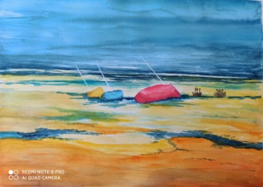 Peinture intitulée "marée basse" par Isa Ferrari, Œuvre d'art originale, Aquarelle