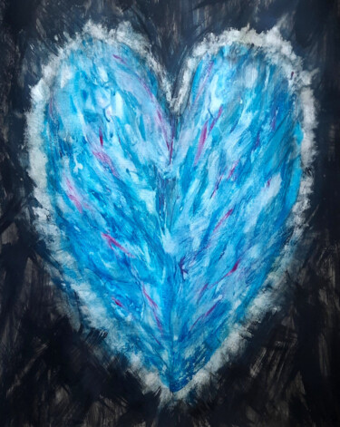 Painting titled "Coeur bleu" by Isa-Isarielle, Original Artwork, Acrylic