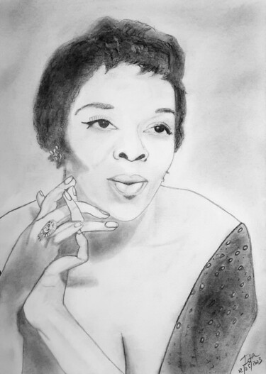Drawing titled "Dinah Washington" by Isa-Isarielle, Original Artwork, Pencil