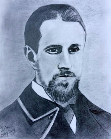 Tekening getiteld "Gustave Caillebotte" door Isa-Isarielle, Origineel Kunstwerk, Potlood