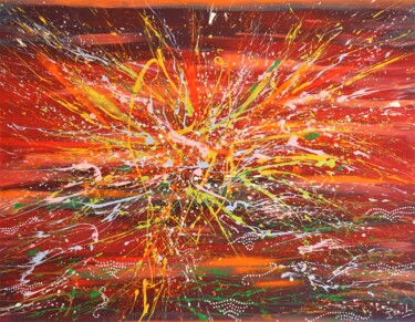 Painting titled "N° 21.09 Soleil cou…" by Isa-L, Original Artwork, Acrylic Mounted on Wood Stretcher frame