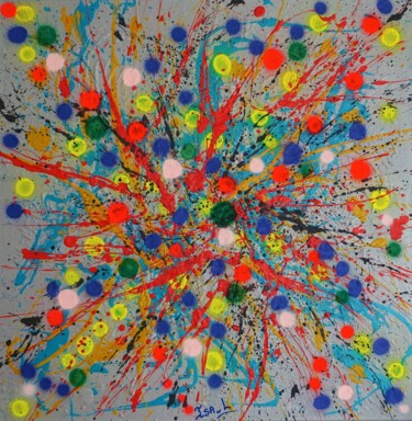 Картина под названием "N° 20.87 Multicolore" - Isa-L, Подлинное произведение искусства, Акрил Установлен на Деревянная рама…