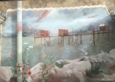 Peinture intitulée "chemin du littoral…" par Isabelle Seguin, Œuvre d'art originale, Acrylique