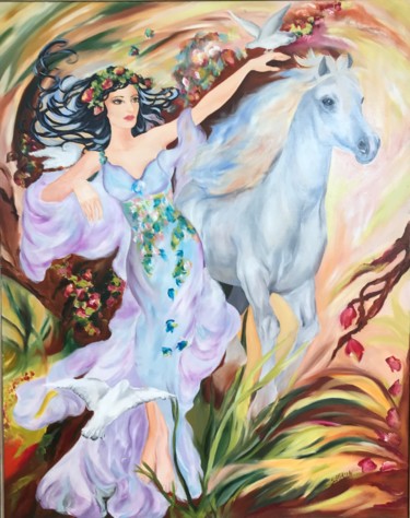 Painting titled "envolée lyrique" by Isabelle Seguin, Original Artwork