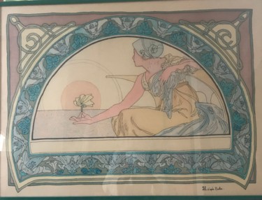 Peinture intitulée "mucha.jpg" par Isabelle Seguin, Œuvre d'art originale, Encre