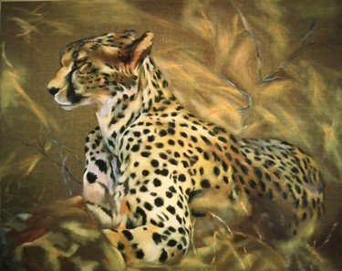Painting titled "guepard" by Isabelle Seguin, Original Artwork, Acrylic