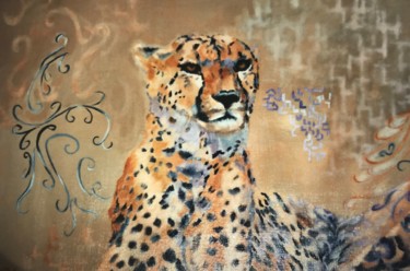 Painting titled "guepard2" by Isabelle Seguin, Original Artwork, Acrylic