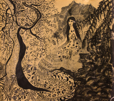 "à la source" başlıklı Resim Isa tarafından, Orijinal sanat, Mürekkep