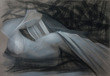 Drawing titled "Akt 002" by Isaac Feldman, Original Artwork, Charcoal