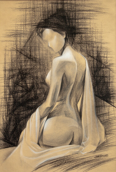 Drawing titled "Akt 010" by Isaac Feldman, Original Artwork, Charcoal