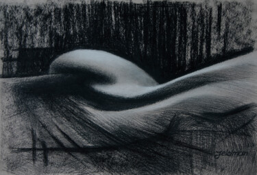 Рисунок под названием "Akt 003" - Isaac Feldman, Подлинное произведение искусства, Древесный уголь