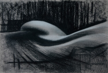 Drawing titled "Akt 003" by Isaac Feldman, Original Artwork, Charcoal