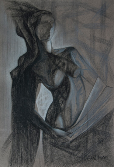 Drawing titled "Akt 006" by Isaac Feldman, Original Artwork, Charcoal