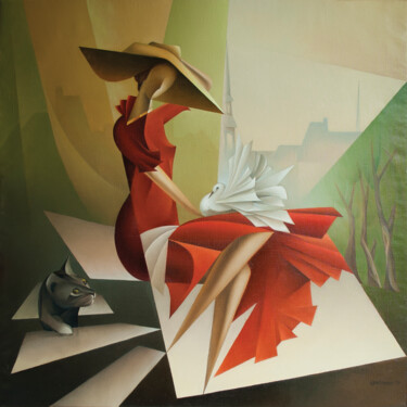 Peinture intitulée "Das Mädchen mit dem…" par Isaac Feldman, Œuvre d'art originale, Huile Monté sur Châssis en bois