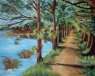 Painting titled "Lagoa de Bem Pais" by Isabel Alfarrobinha, Original Artwork