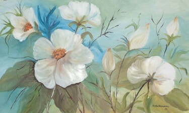 Pintura intitulada "Encanto Floral" por Isabel Alfarrobinha, Obras de arte originais, Óleo Montado em Armação em madeira