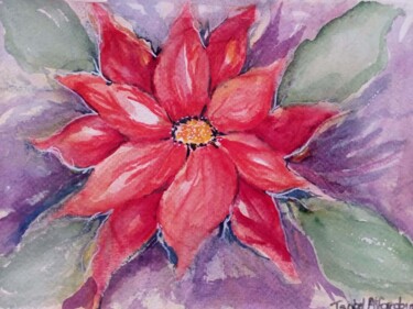 Pintura intitulada "flor-de-natal-18x24…" por Isabel Alfarrobinha, Obras de arte originais, Aquarela